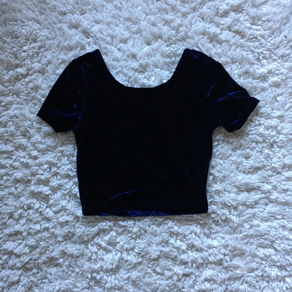 Small F21 Velvet dark blue crop top